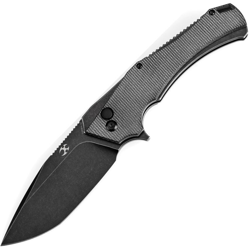 Kansept Hellx Black Stonewash D2 Framelock Knife Black Handles