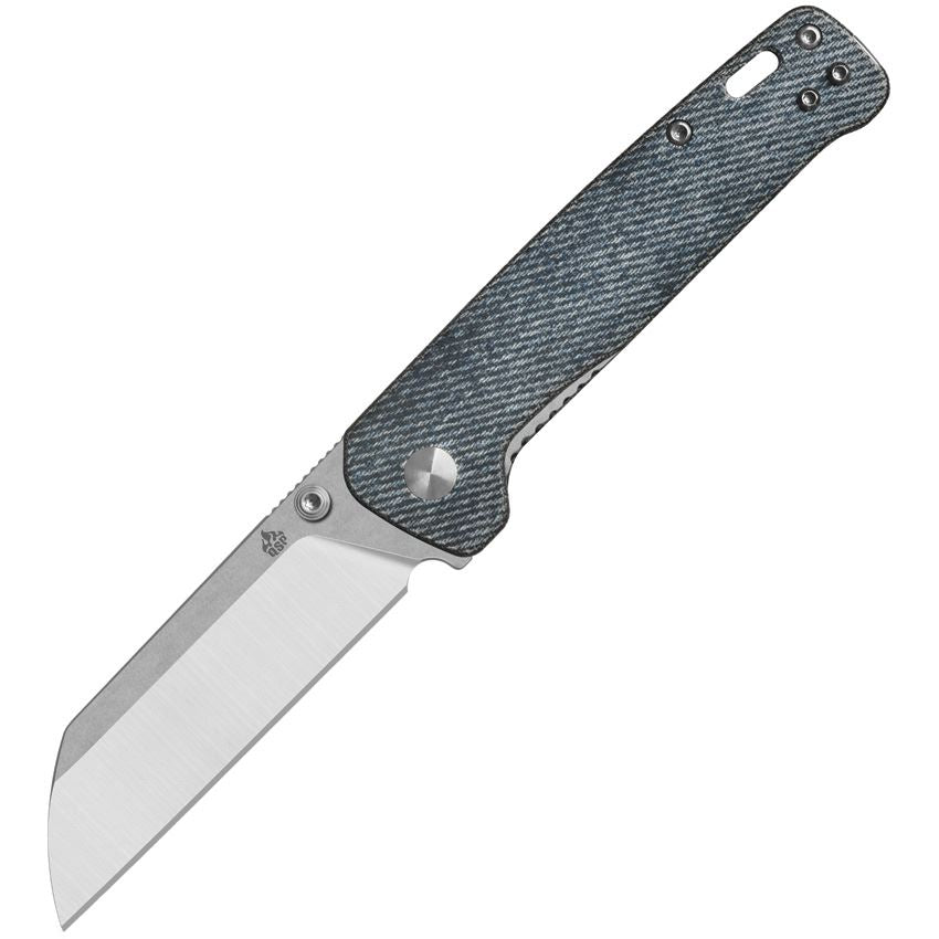 QSP Penguin Two-Tone D2 Carbon Steel Sheepsfoot Linerlock Knife Denim Micarta Handles