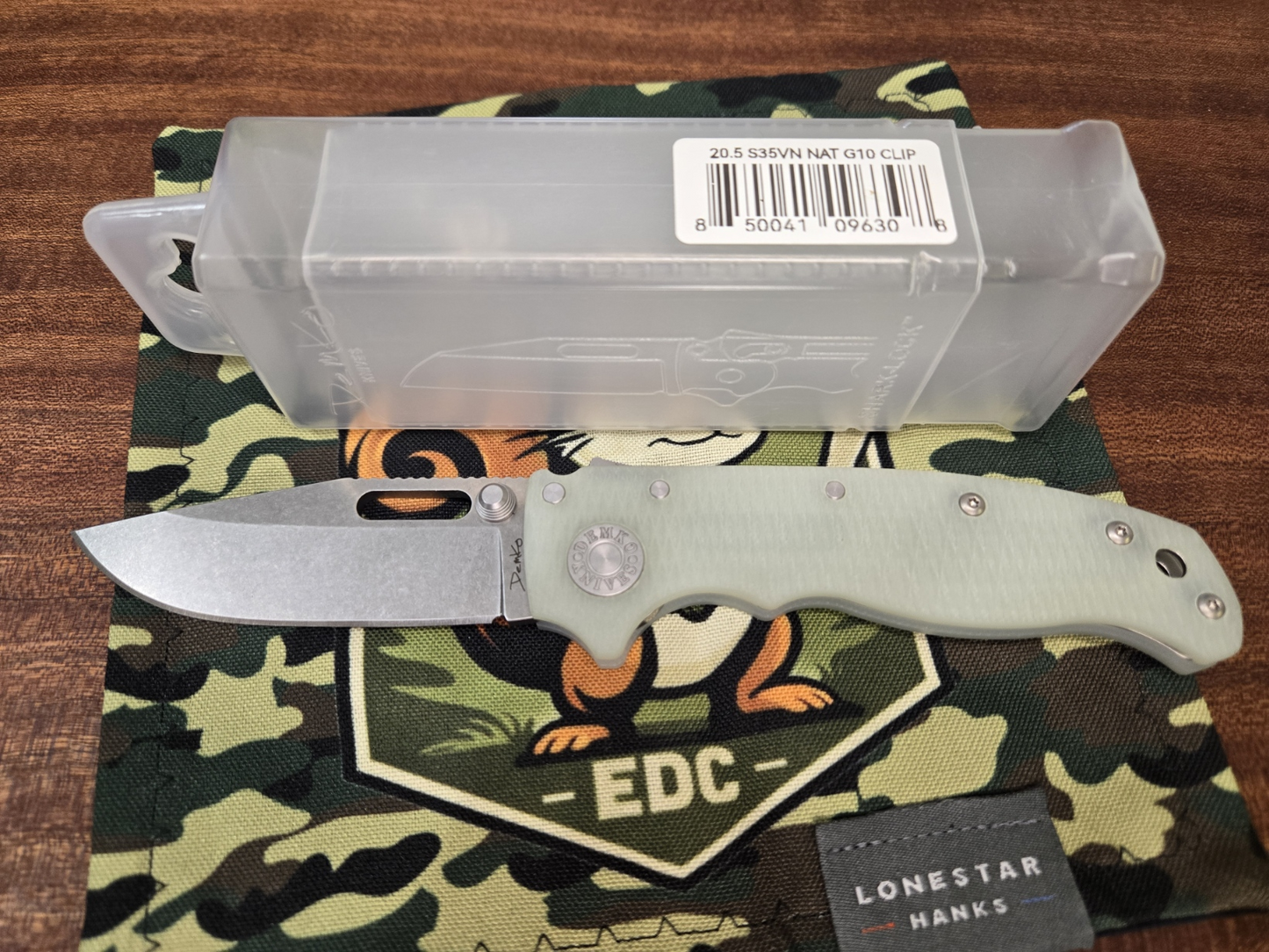 PRE-OWNED Demko AD 20.5 Shark-Lock S35VN Stonewash Folding Knife Jade Handles