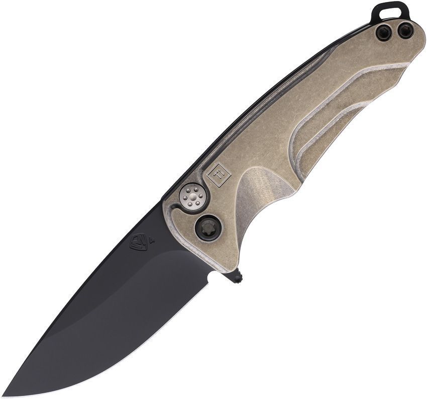 Medford Smooth Criminal Black DLC S45VN Drop Point Button Lock Knife Tumbled Finish Titanium Handles