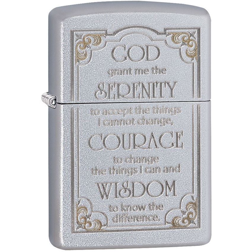 Zippo Serenity Prayer with Satin Chrome Finish