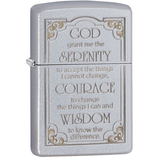 Zippo Serenity Prayer with Satin Chrome Finish