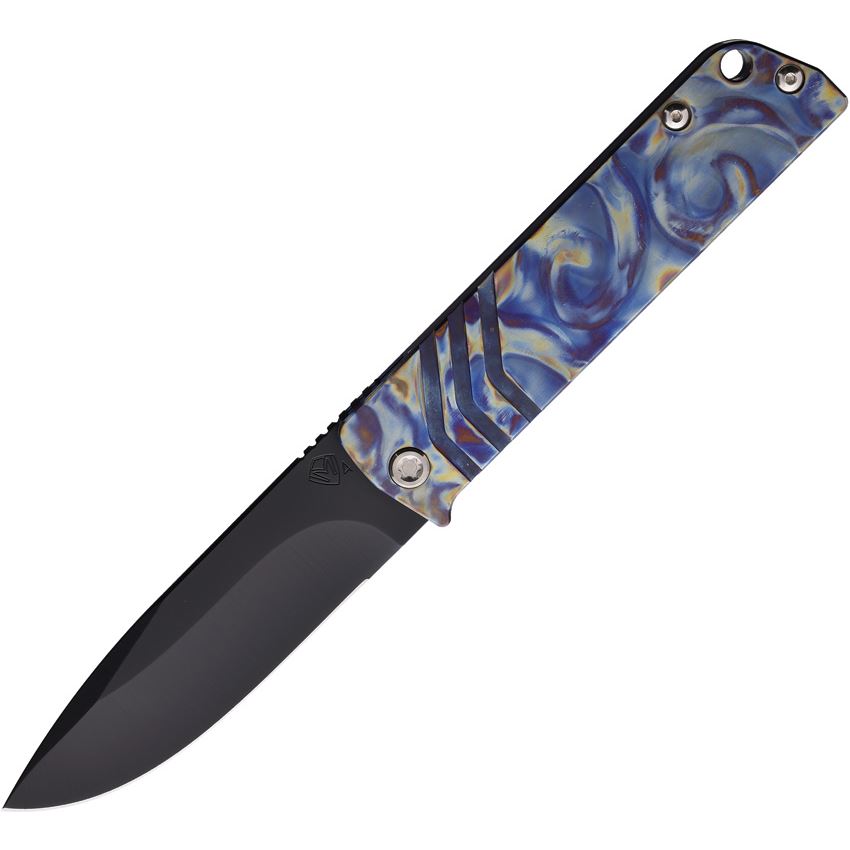 Medford Antik Black Framelock Knife Flame Handles