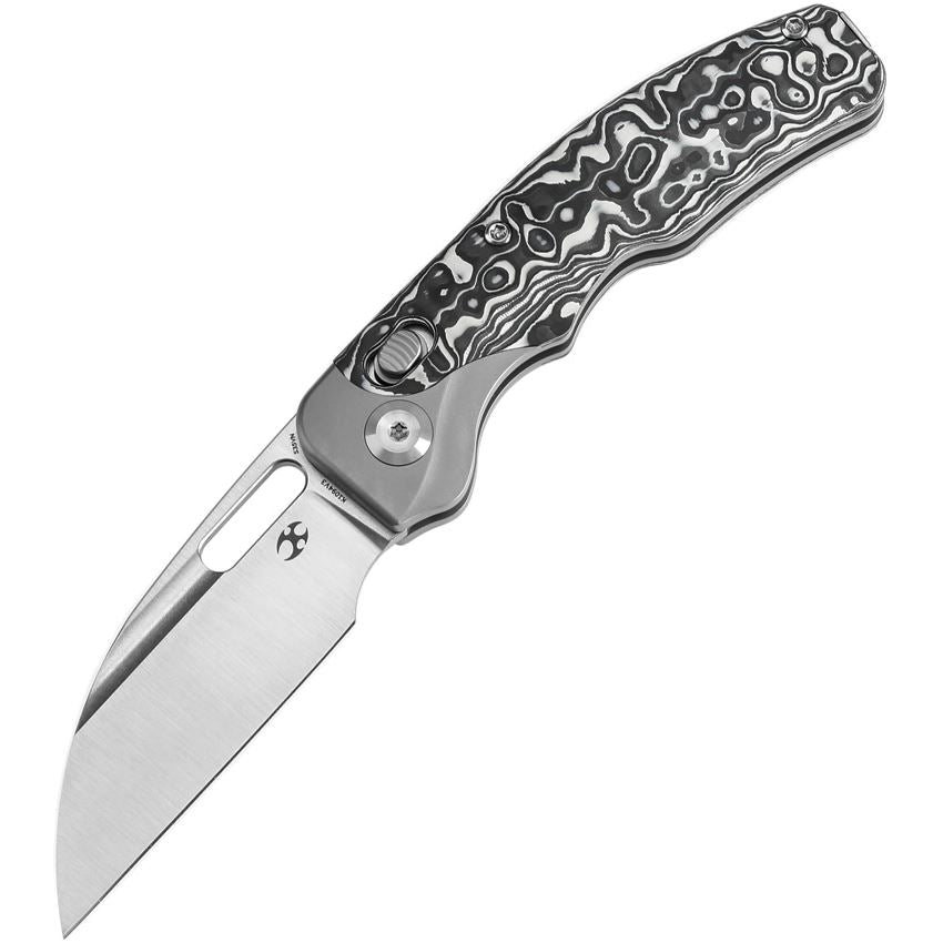 Kansept Vivid Satin Wharncliffe Crossbar Lock Knife Carbon Fiber Handles