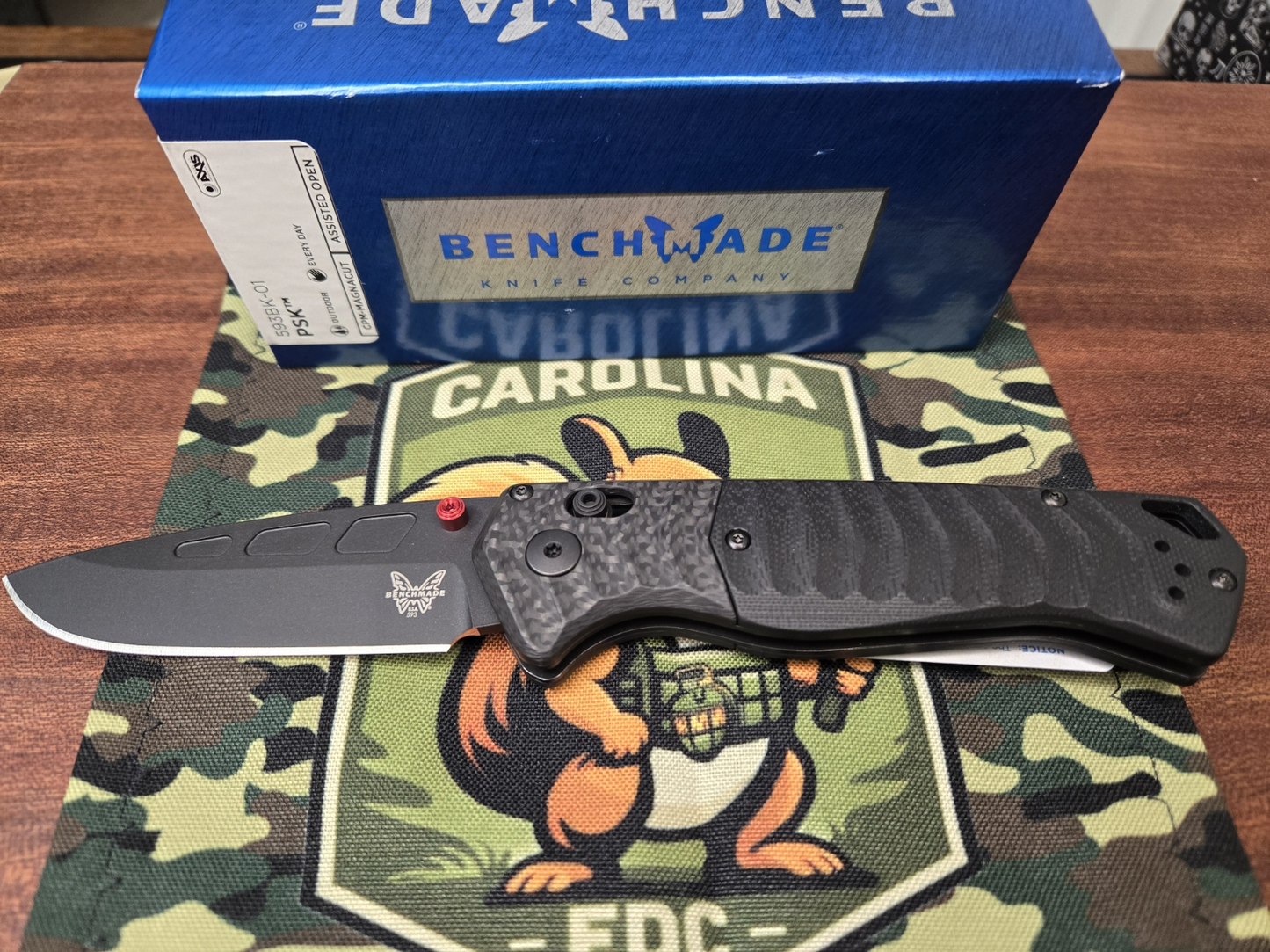PRE-OWNED Benchmade PSK Folding Knife 3.44 Inch Plain Black Cerakote Drop Point