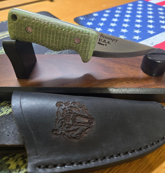 Bear Forest Knives Stumpy Green Burlap Micarta