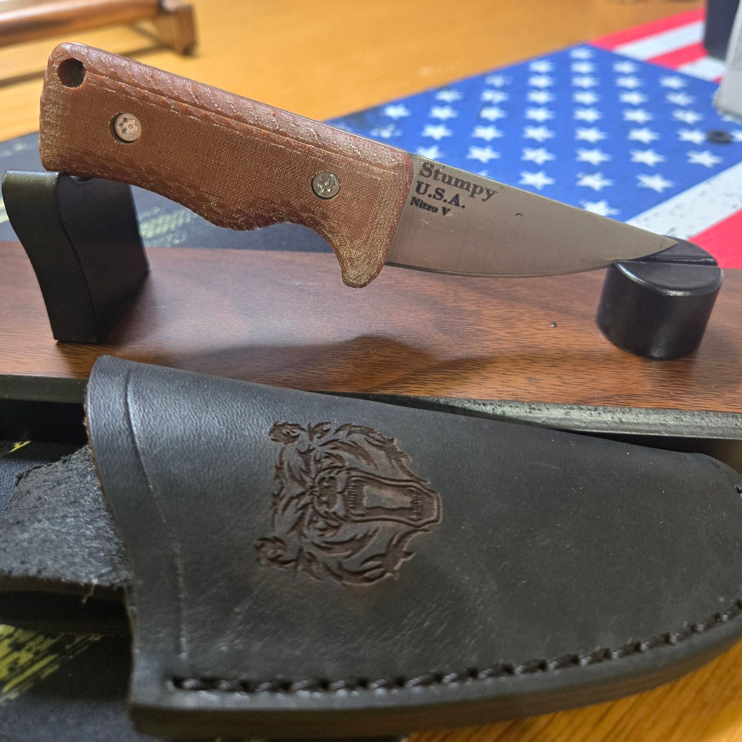 Bear Forest Knives Stumpy Natural Linen Micarta